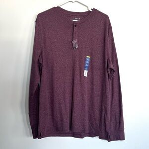 Apt 9 Maroon Henley Long Sleeve Shirt